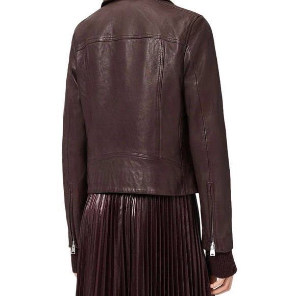 All Saints Dalby Leather Jacket. Beautiful Burgundy color. Never worn. - Picture 2 of 4